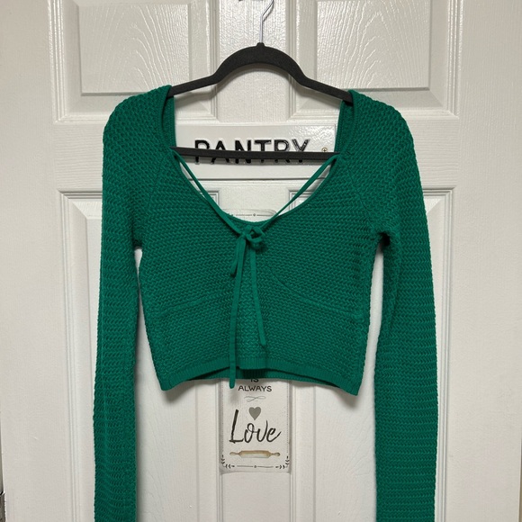 Free People Beach Crochet Halter Green Sweater Size Small - Picture 2 of 11